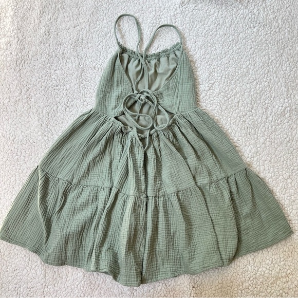 Criss Cross Open Back Ruffle Hem Cami Dress - Picture 4 of 8